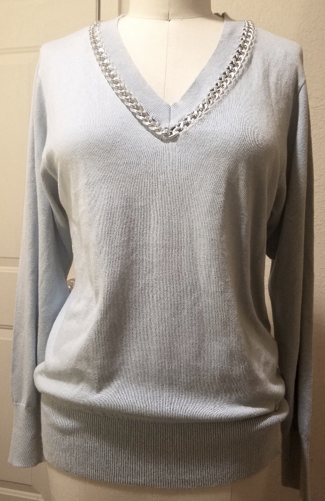 MICHAEL Michael Kors Chainlink Vneck Knit Sweater
